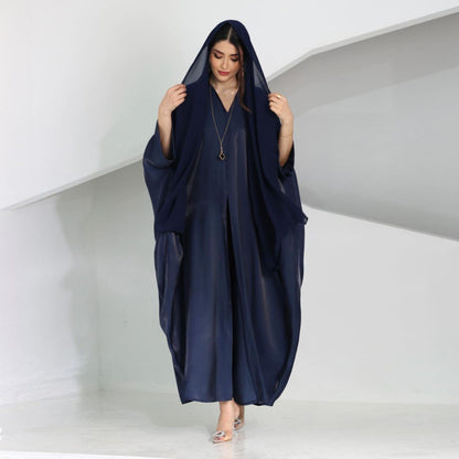 Women's Bright Silk Satin Bat-sleeved Robe