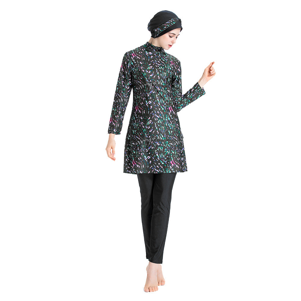 Women's Printed Three-piece Swimsuit Burkini