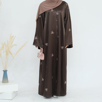 Luxurious Black Embroidery Open Abaya