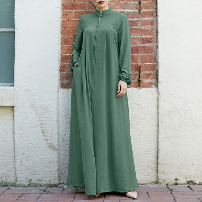 Women's Modest Stand-Up Collar Dress