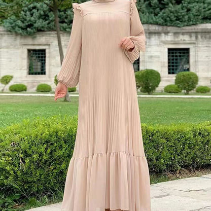 Women's Plain High-neck Pullover Loose Abaya Dress