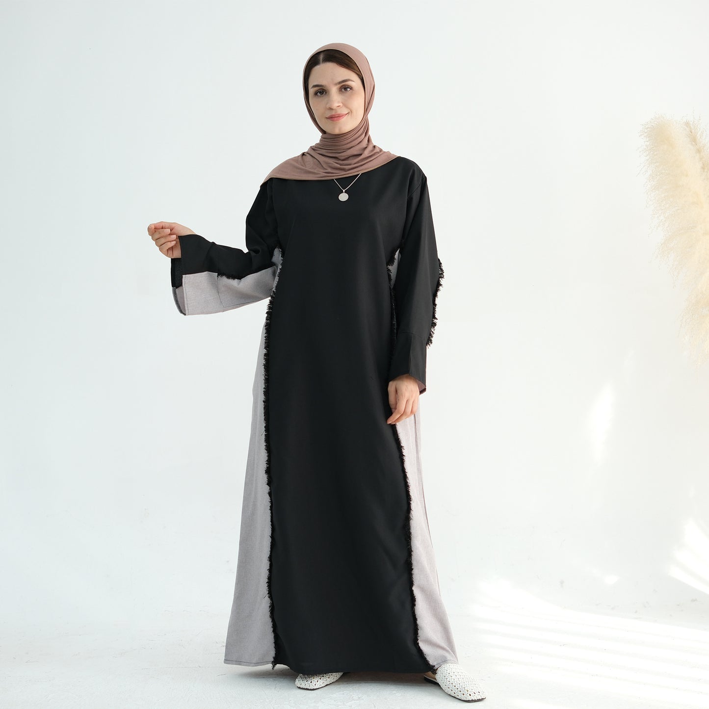 Stylish Petite Open Front Abaya Robe