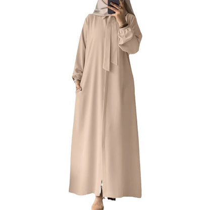 Women's Lapels Solid Color Loose Robe