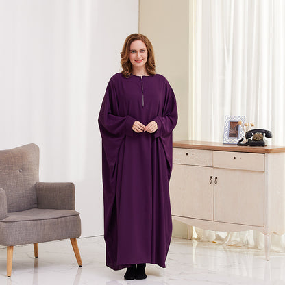 Women's Solid Color Bat-sleeved Abaya Dress