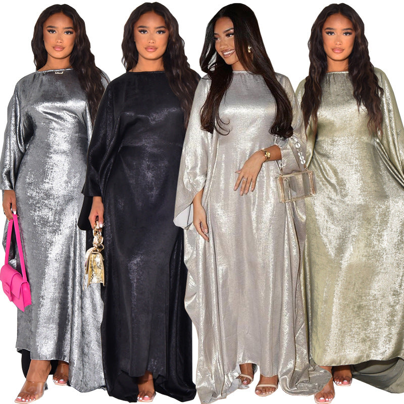 Women's Fashion Hot Silver Party Abaya Dress