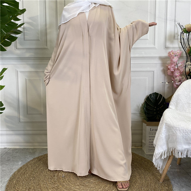 Women's Plain Muslim Button Abaya Robe