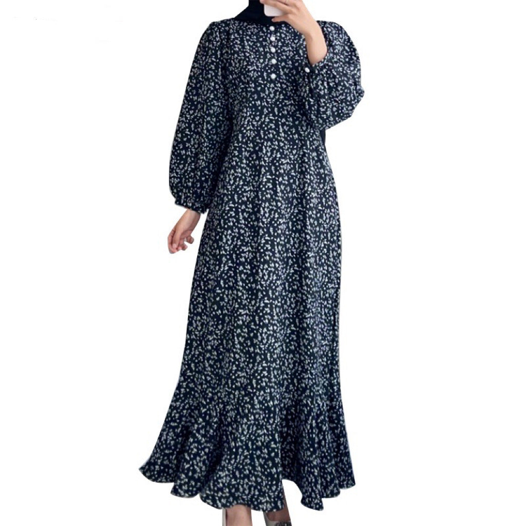 Women's Casual Long-sleeved Printed Dress