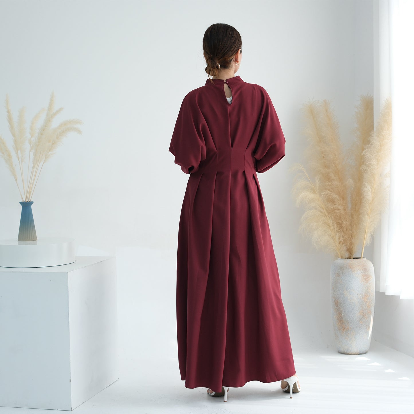 Women's Solid Color Tunic Sleeve Abaya Dress