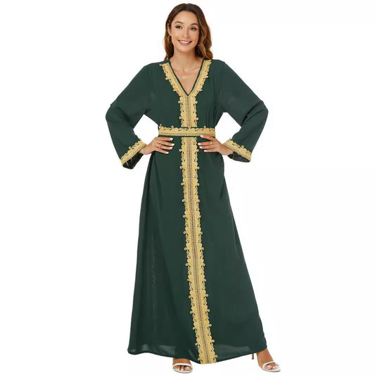 Women's V-neck Jalabiya Party Dress