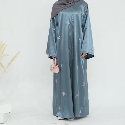 Luxurious Black Embroidery Open Abaya