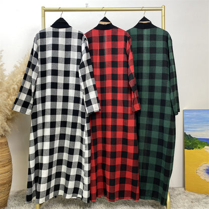 Modest Slim Plaid Robe