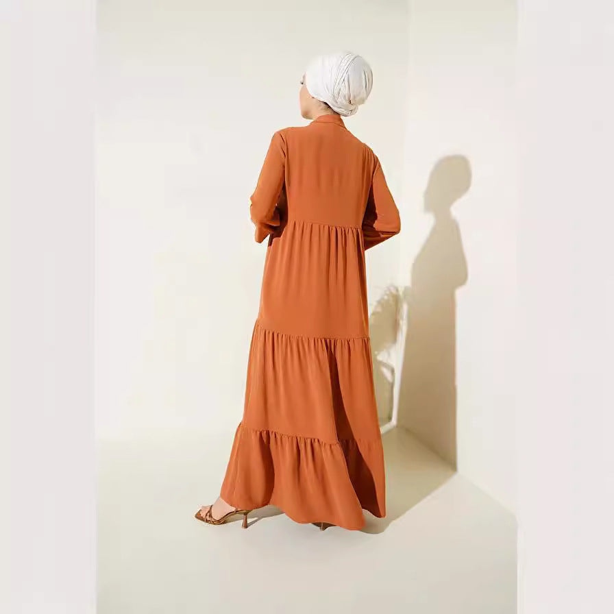 Modest Lace-Up Robe Hem Dress