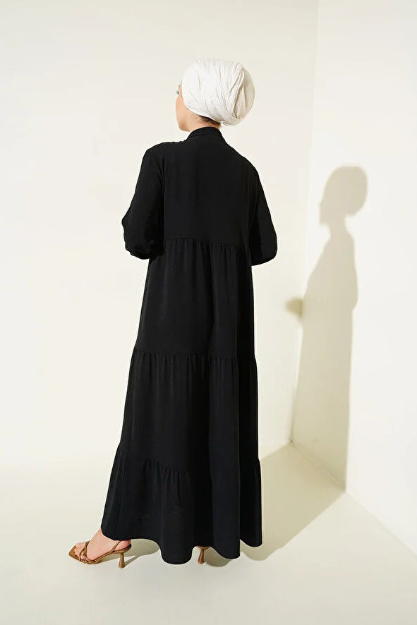 Modest Lace-Up Robe Hem Dress