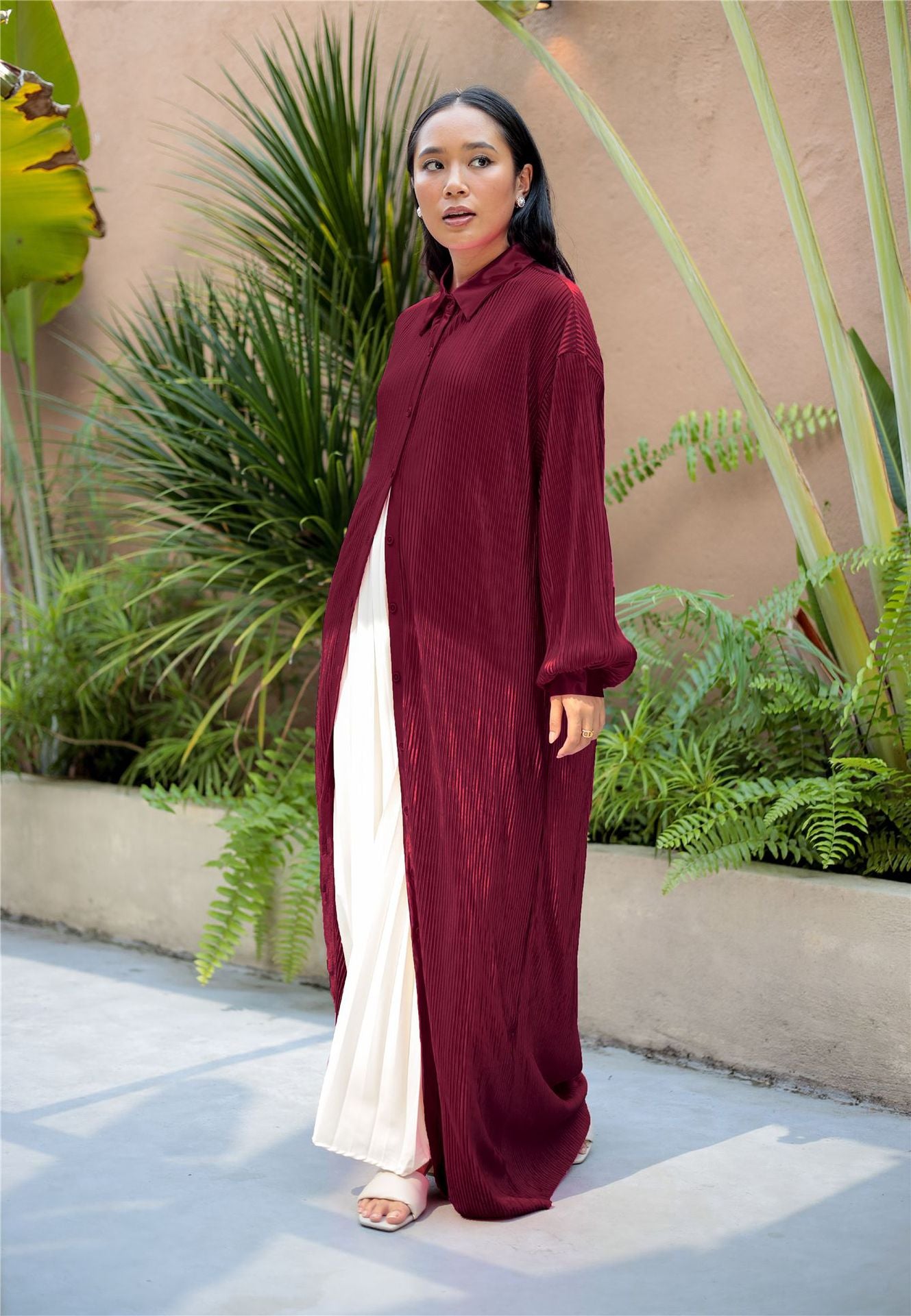 Women's Ruffled Robe Open Abaya