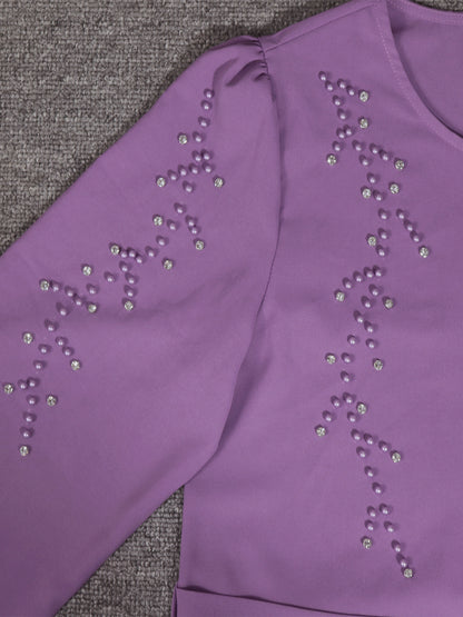 Muslim Beaded Purple Evening Dress