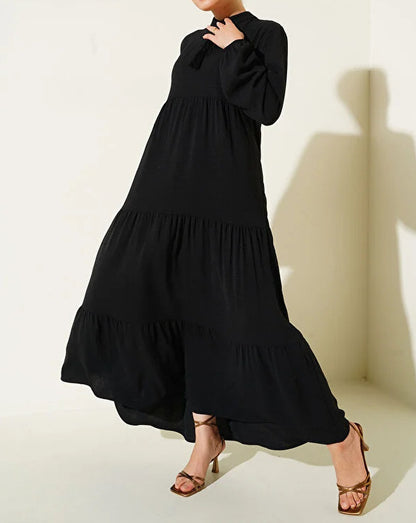 Modest Lace-Up Robe Hem Dress