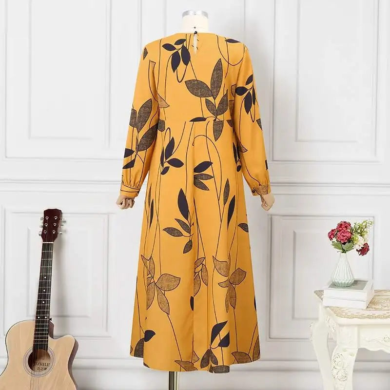 Women's Floral Print Long-sleeve Oversized Dress