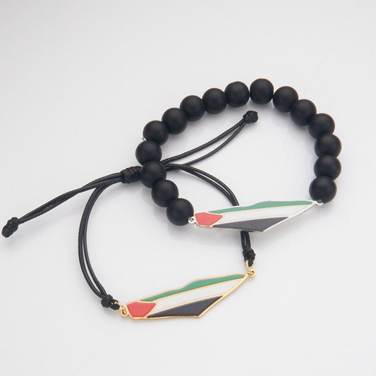 Palestine National Flag Black Bracelet and Hand Rope