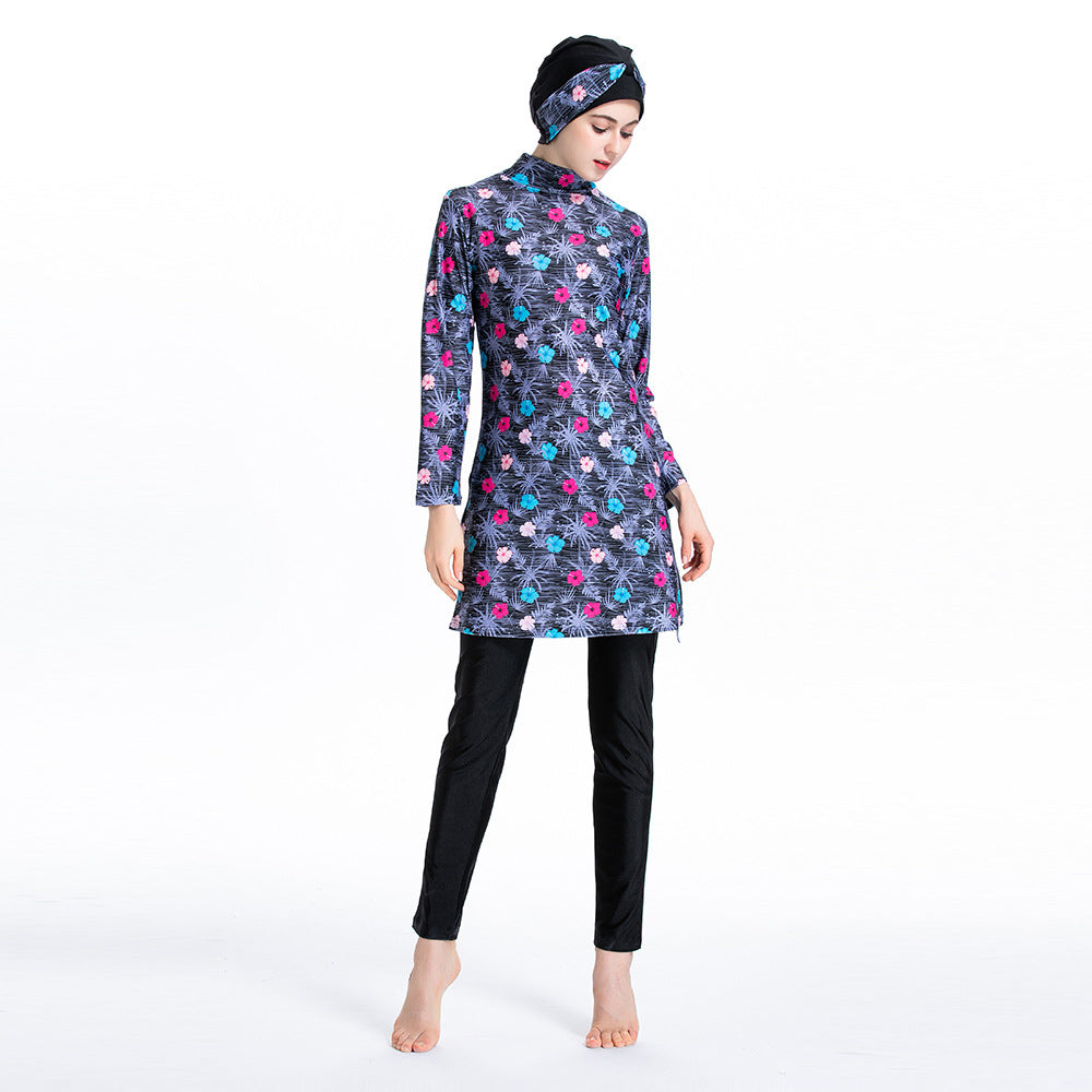 Women's Printed Three-piece Swimsuit Burkini