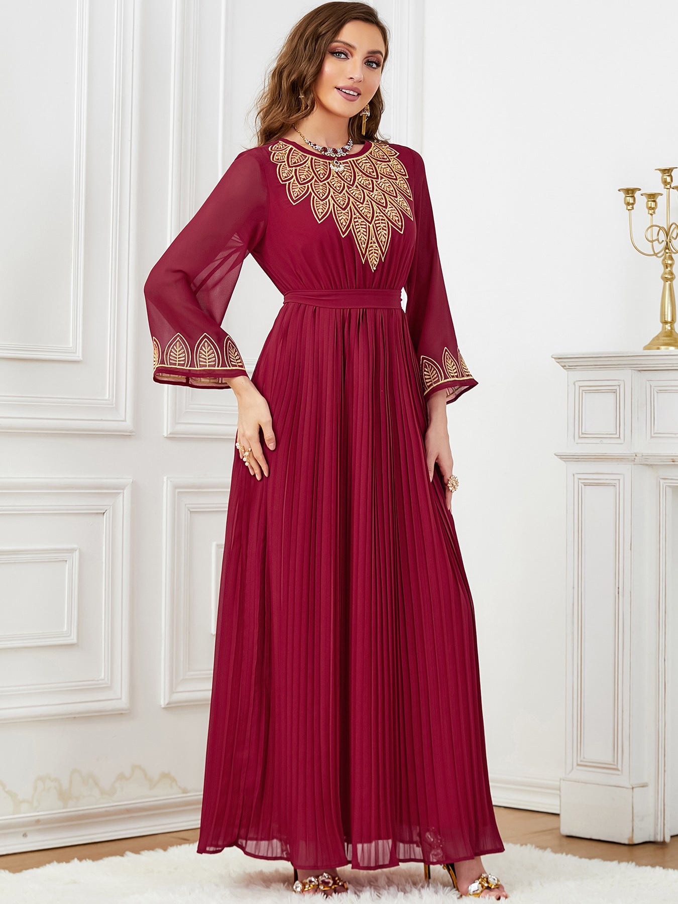 Women's Pressed Embroidered Beaded Dress