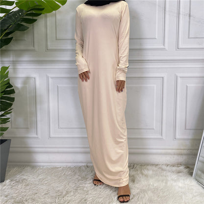 Women's Solid Color Long-sleeved Dress