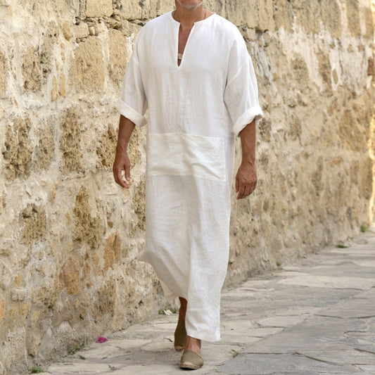 Robe ample en coton et lin pour hommes