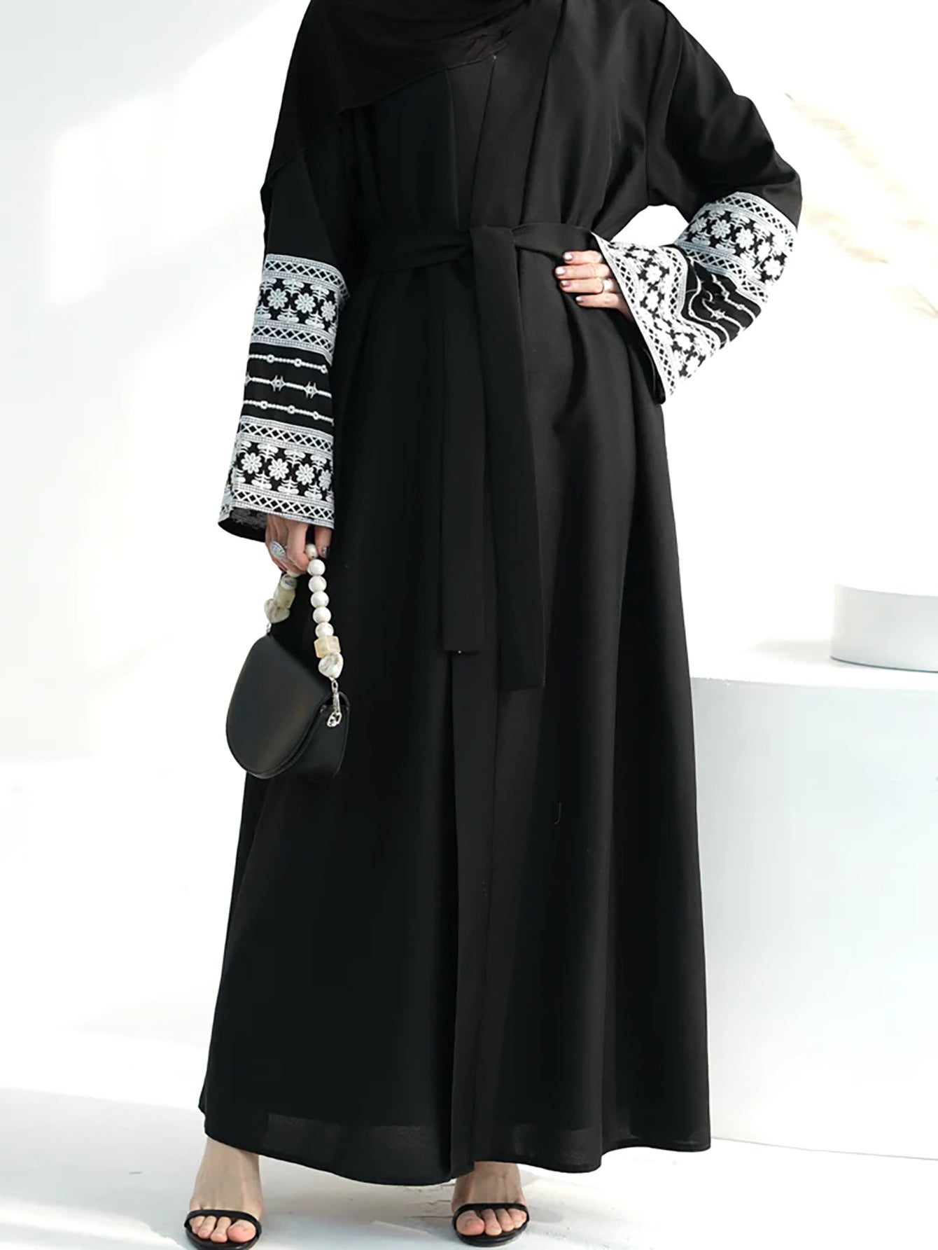 Women's Embroidered Elegant Cardigan Gown