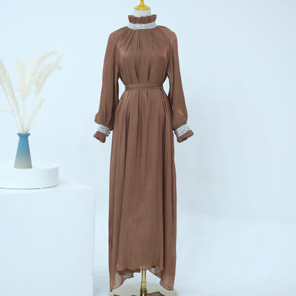 Women's Lace Up Muslim Abaya Dress