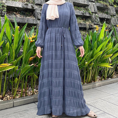 Plain Long Skirt Chiffon Pressed Pleated Dress