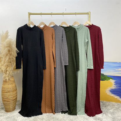 Solid Color Long-sleeved Sweater Base Dress