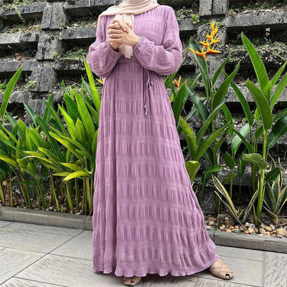 Plain Long Skirt Chiffon Pressed Pleated Dress