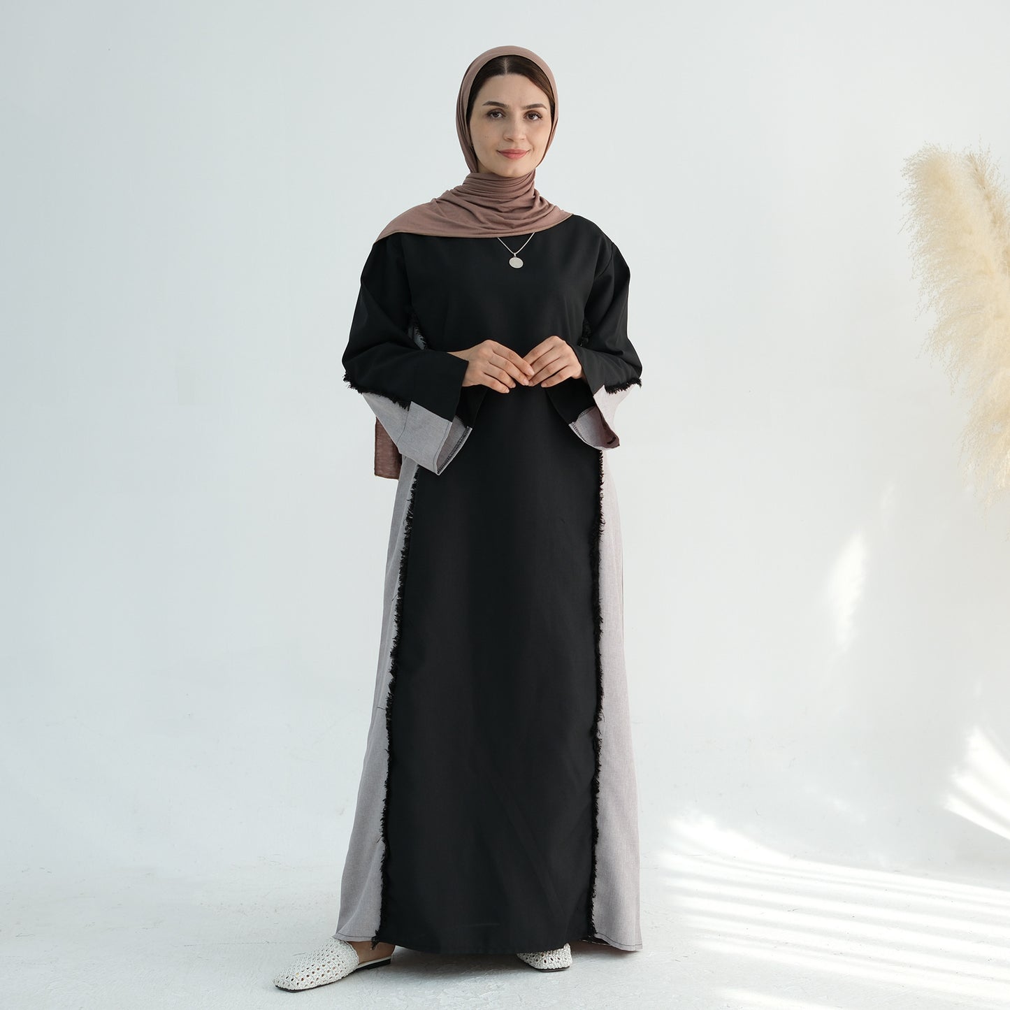 Stylish Petite Open Front Abaya Robe