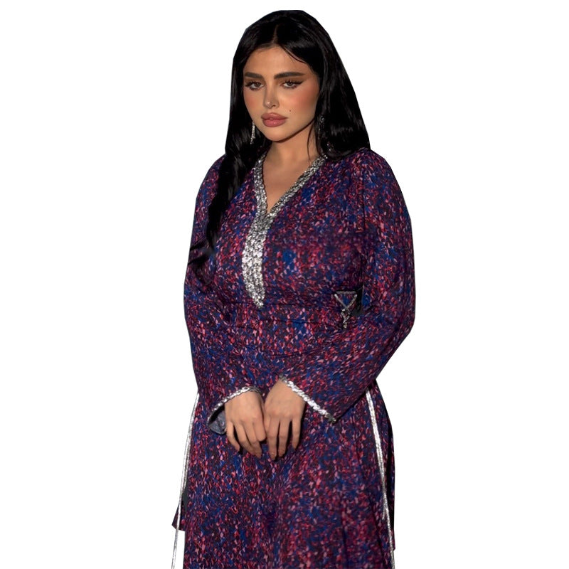 Women's Sparkling Print Jalabiya Dress