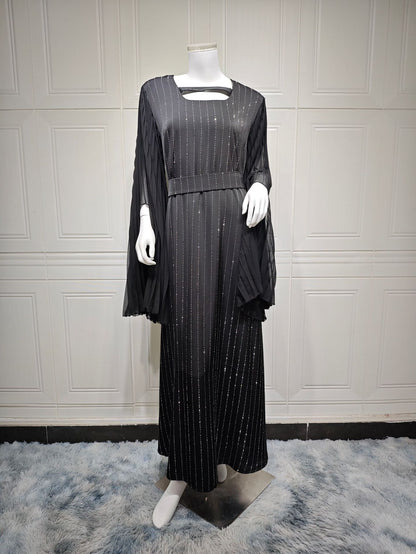 Hot Diamond Chiffon Pressed Pleated Dress