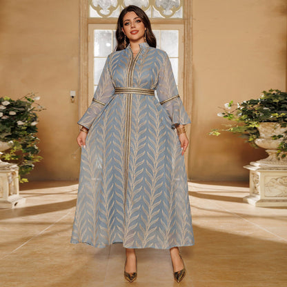 Women's Embroidered Flared-sleeved Pullover Dress