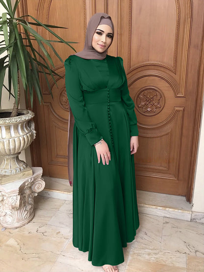 Robe Abaya élégante en satin perlée