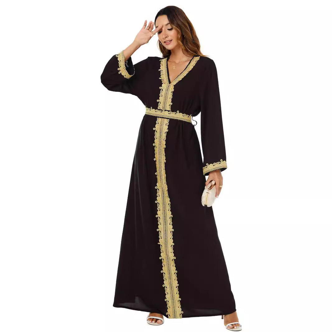 Women's V-neck Jalabiya Party Dress