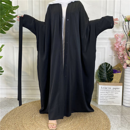 Women's Plain Muslim Button Abaya Robe