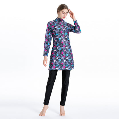 Women's Printed Three-piece Swimsuit Burkini