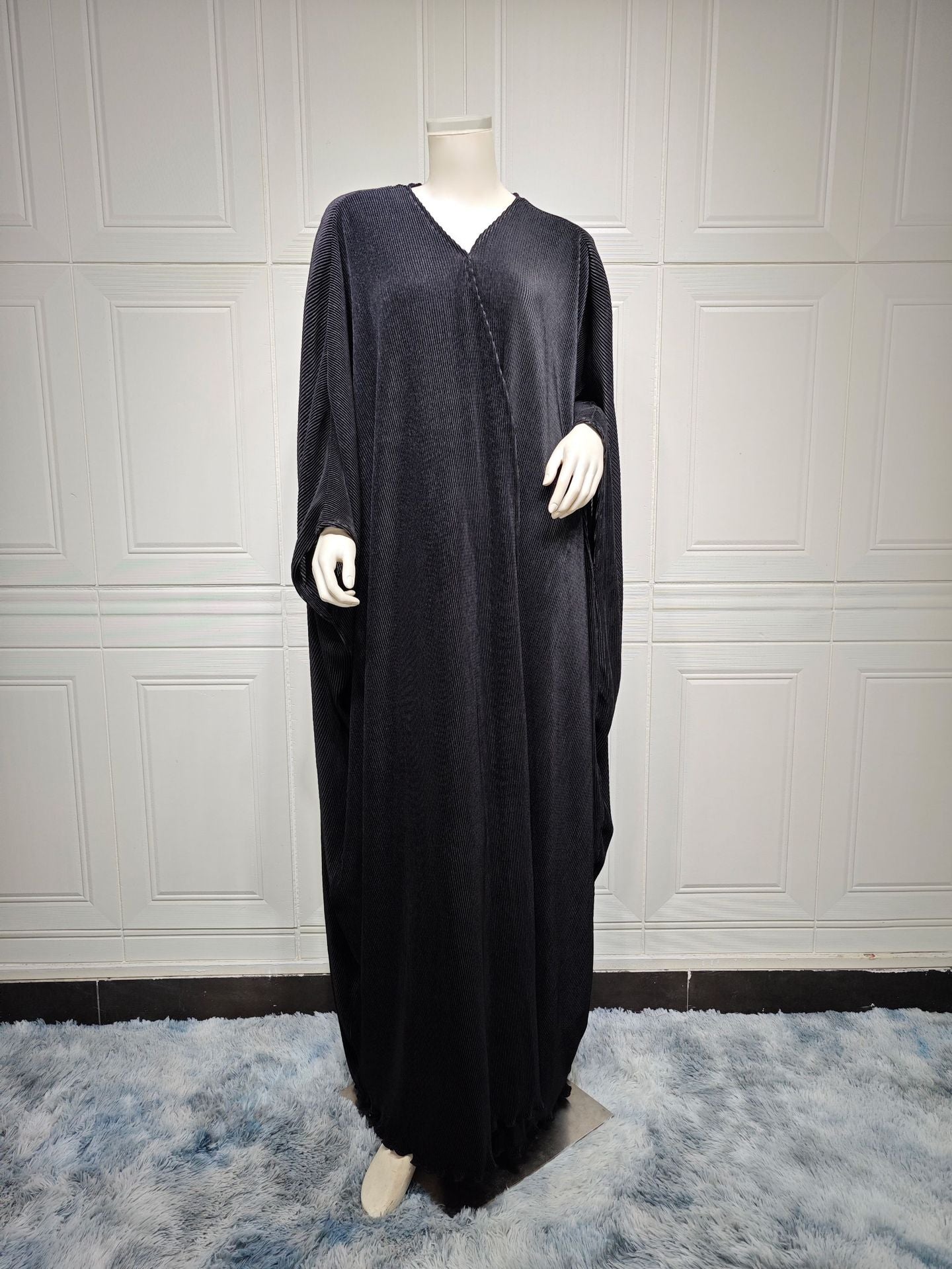 Women's Ruffled Chiffon Robe Open Abaya