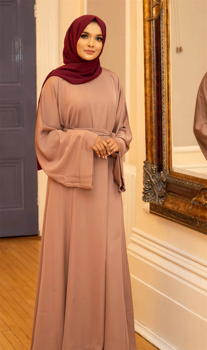 Plain Lace Up Modest Dress