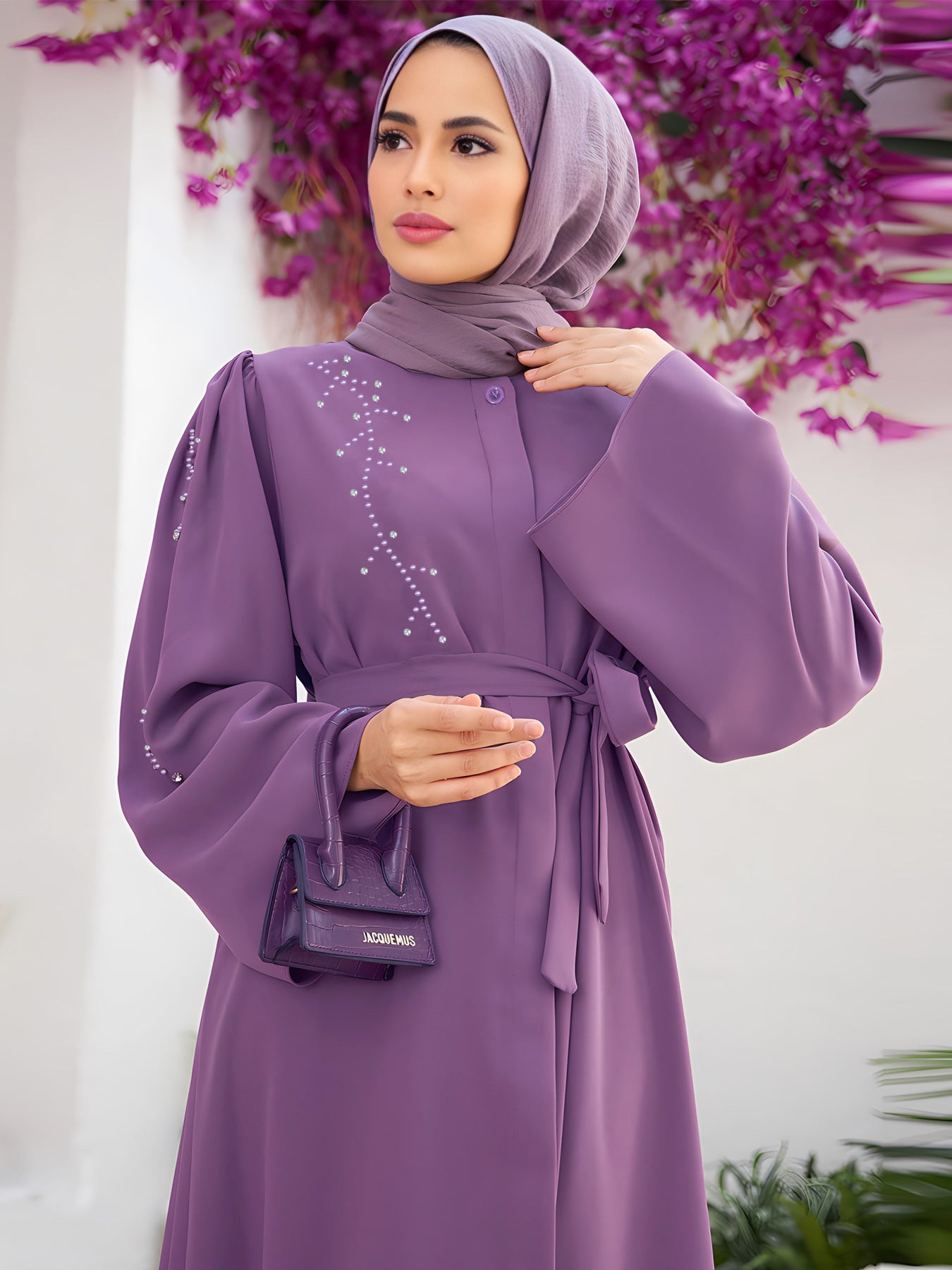 Muslim Beaded Purple Evening Dress