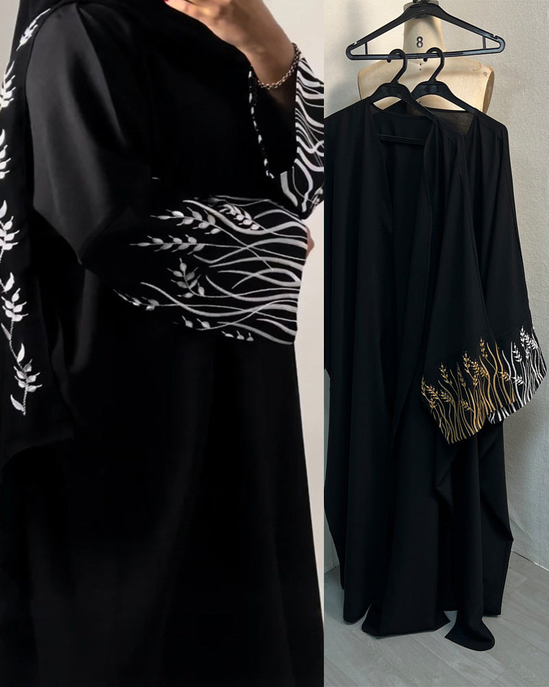 Women's Embroidery Modest Black Robe