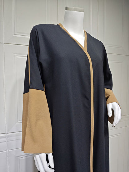 Modest Patchwork Elegant Open Abaya Robe