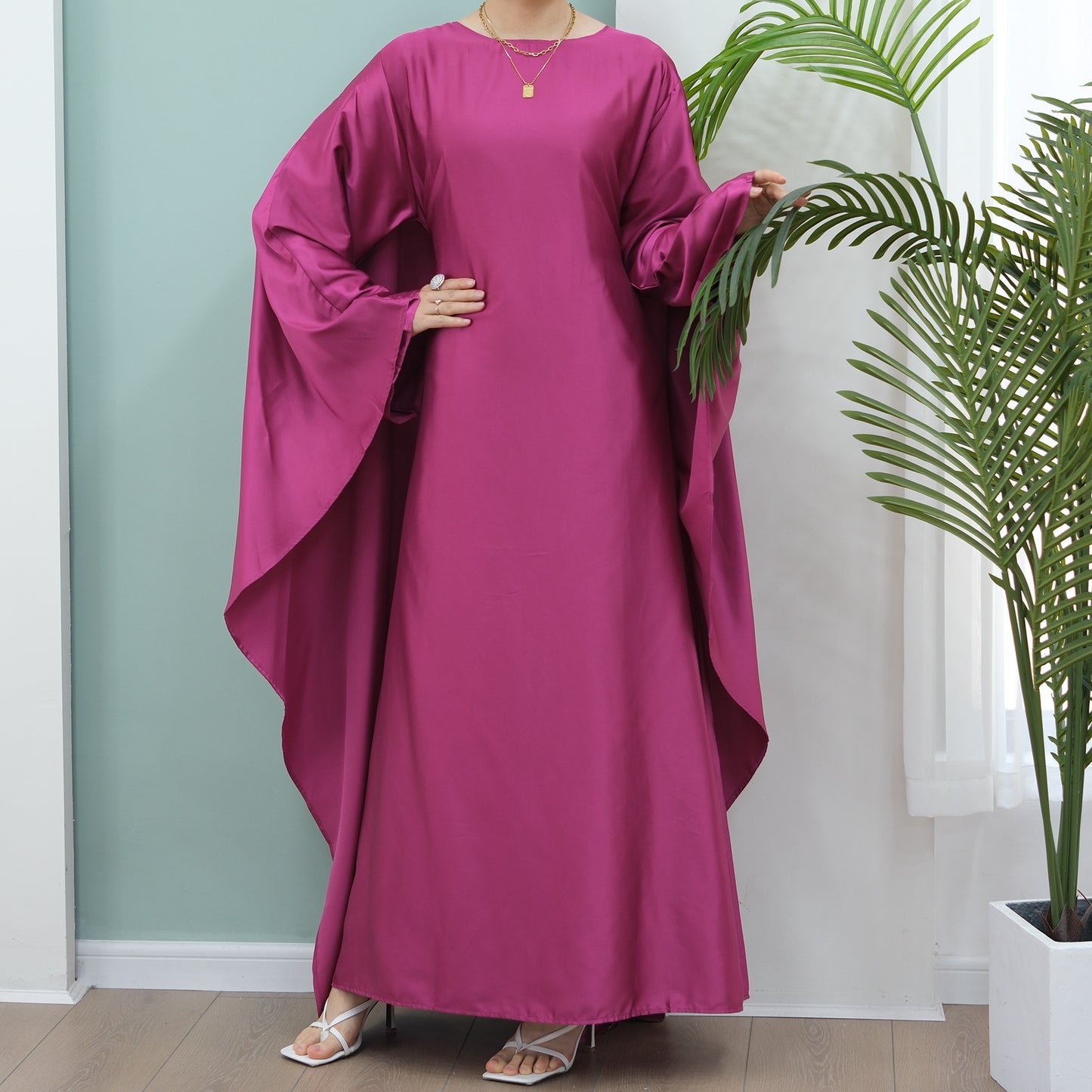 Women's Stretch Satin Modest Dress