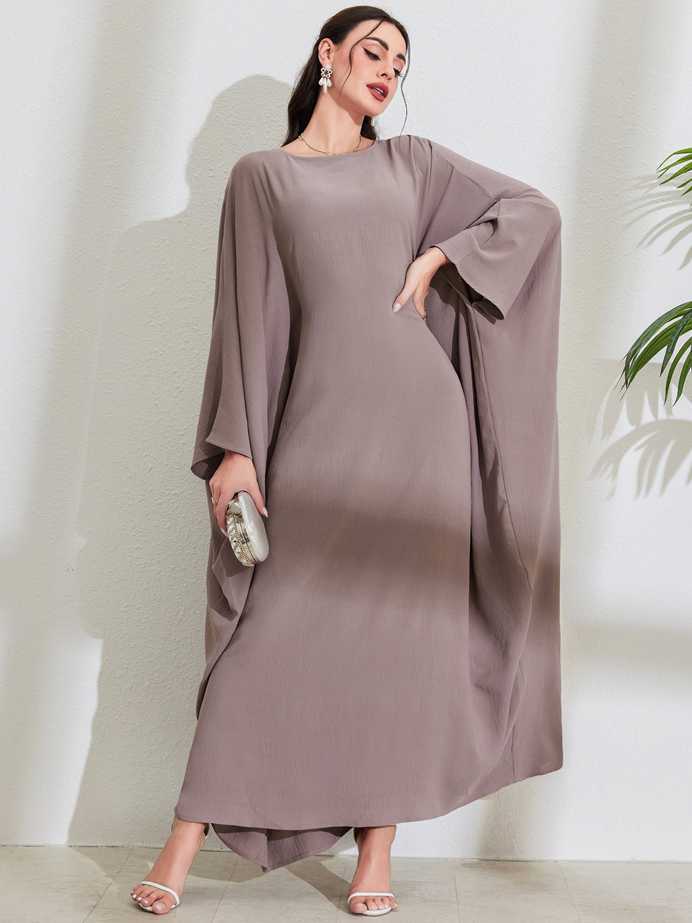 Bat Sleeve Crew Neck Dress