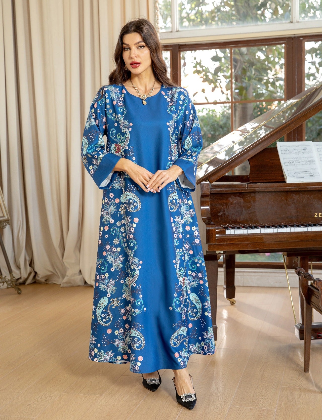 Women's Hot Diamond Pearl Jalabiya Dress