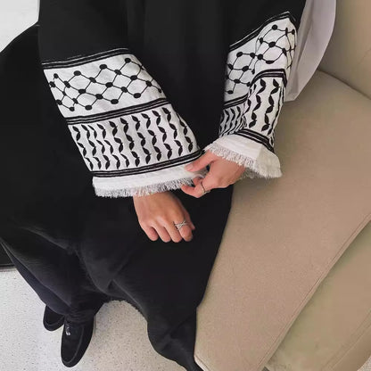 Women's Embroidered Fringed Muslim Robe