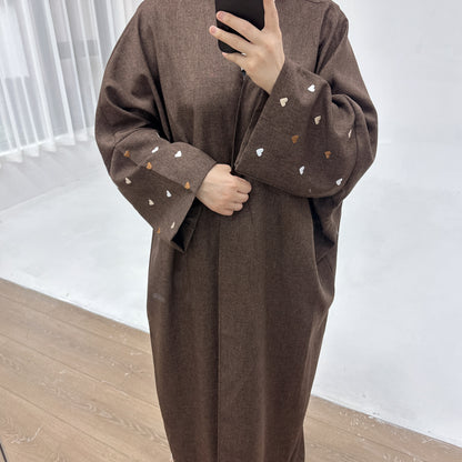 Heart Embroidery Elegant Cardigan Robe