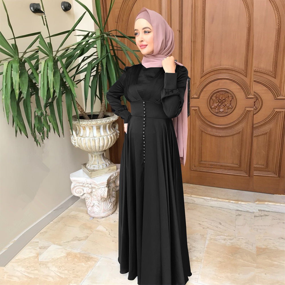 Beaded Elegant Satin Islamic Abaya Dress